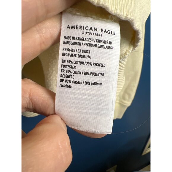 American Eagle Cream Button Shoulder Sweatshirt XXL - Picture 4 of 6
